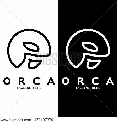 Simple Black Orca Whale Animal Illustration Logo Creative Design, Killer Whale, Underwater Animal. L