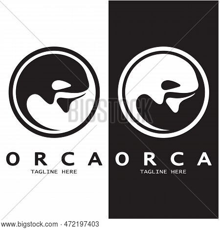Simple Black Orca Whale Animal Illustration Logo Creative Design, Killer Whale, Underwater Animal. L