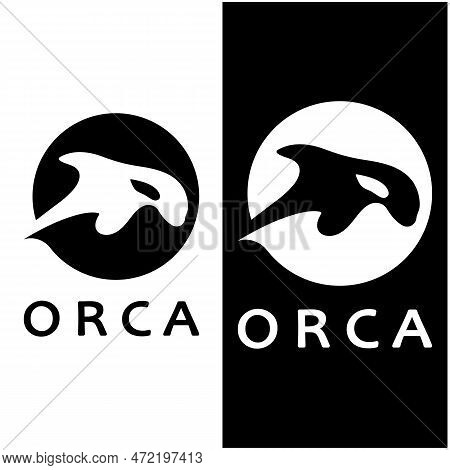 Simple Black Orca Whale Animal Illustration Logo Creative Design, Killer Whale, Underwater Animal. L