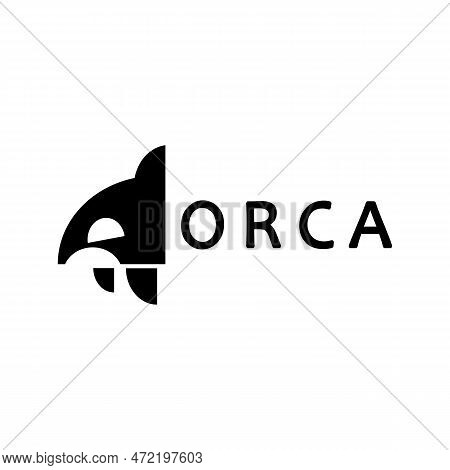 Simple Black Orca Whale Animal Illustration Logo Creative Design, Killer Whale, Underwater Animal. L
