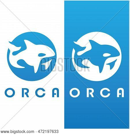 Simple Black Orca Whale Animal Illustration Logo Creative Design, Killer Whale, Underwater Animal. L