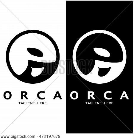 Simple Black Orca Whale Animal Illustration Logo Creative Design, Killer Whale, Underwater Animal. L