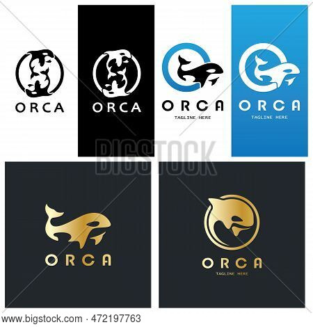 Simple Black Orca Whale Animal Illustration Logo Creative Design, Killer Whale, Underwater Animal. L