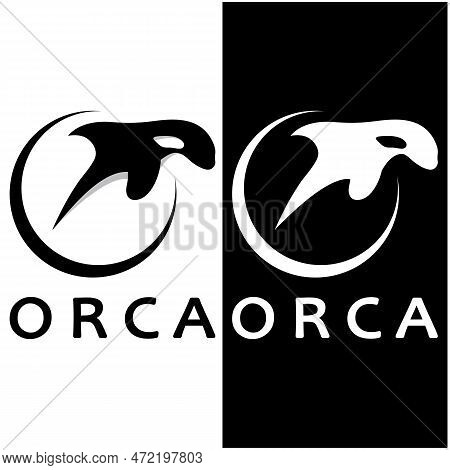 Simple Black Orca Whale Animal Illustration Logo Creative Design, Killer Whale, Underwater Animal. L