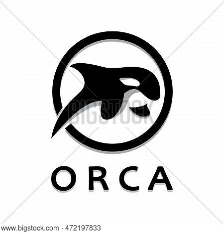 Simple Black Orca Whale Animal Illustration Logo Creative Design, Killer Whale, Underwater Animal. L