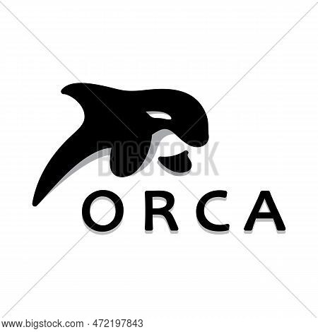 Simple Black Orca Whale Animal Illustration Logo Creative Design, Killer Whale, Underwater Animal. L