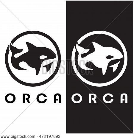 Simple Black Orca Whale Animal Illustration Logo Creative Design, Killer Whale, Underwater Animal. L