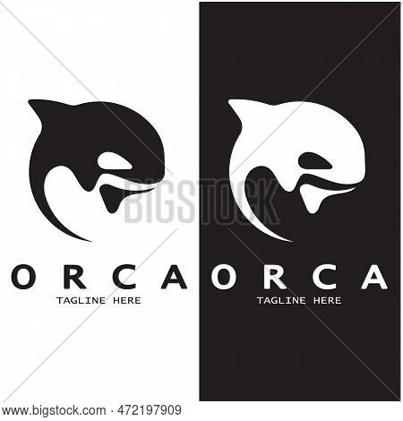 Simple Black Orca Whale Animal Illustration Logo Creative Design, Killer Whale, Underwater Animal. L