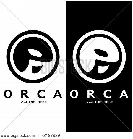 Simple Black Orca Whale Animal Illustration Logo Creative Design, Killer Whale, Underwater Animal. L