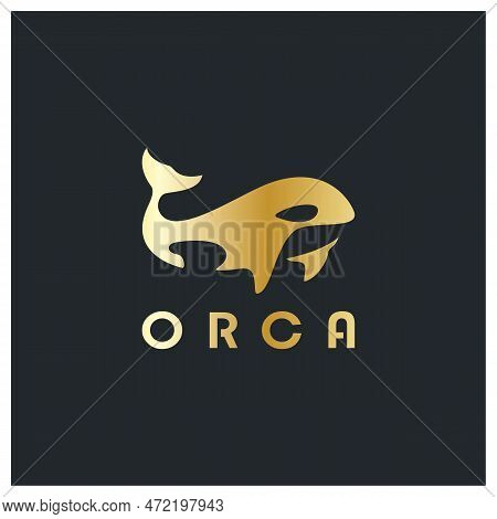 Simple Black Orca Whale Animal Illustration Logo Creative Design, Killer Whale, Underwater Animal. L