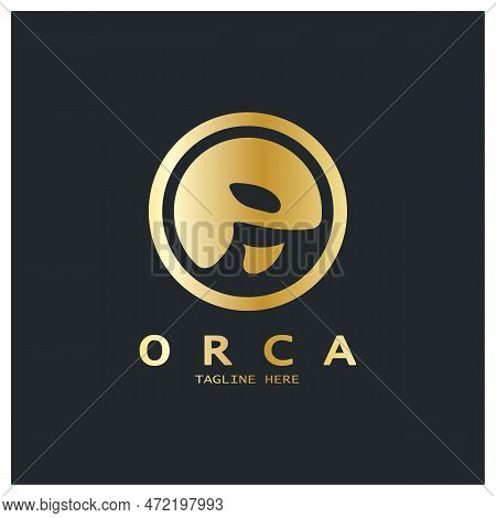 Simple Black Orca Whale Animal Illustration Logo Creative Design, Killer Whale, Underwater Animal. L