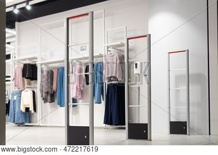 Anti-theft System In A Clothing Store. Entrance Gate With Scanner To Prevent Theft