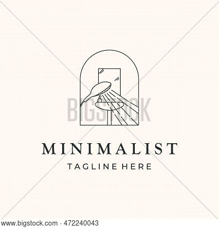 Shower Washtub Toilet Line Art Logo Vector Minimalist Illustration Design, Minimalist Toilet Symbol 