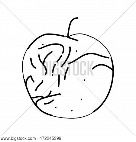 Apple Rotten Food Line Icon Vector. Apple Rotten Food Sign. Isolated Contour Symbol Black Illustrati