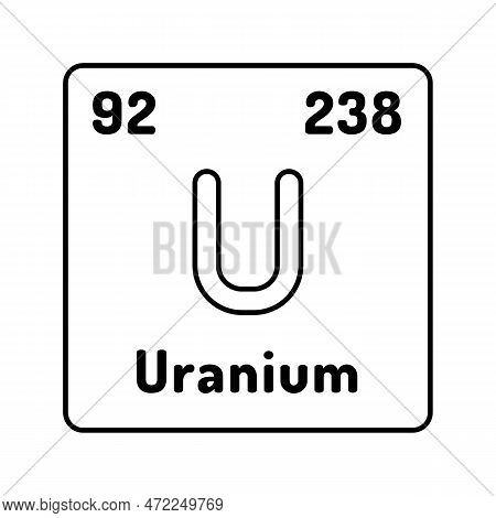 Uranium Chemical Element Line Icon Vector. Uranium Chemical Element Sign. Isolated Contour Symbol Bl