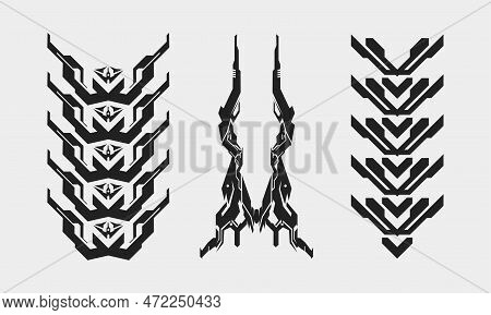 Futuristic Abstract Shape Element Vector Clip Art Cyberpunk Interface Icon, Triagle, Robotic Head Mo
