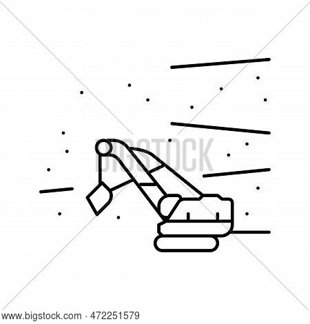 Open Pit Mine Steel Production Line Icon Vector. Open Pit Mine Steel Production Sign. Isolated Conto
