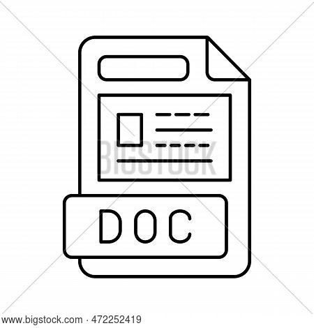 Doc File Format Document Line Icon Vector. Doc File Format Document Sign. Isolated Contour Symbol Bl