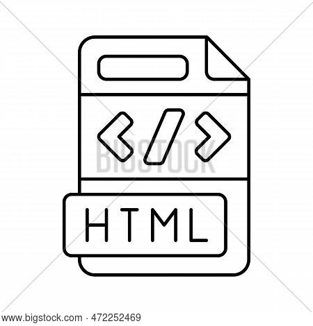 Html File Format Document Line Icon Vector. Html File Format Document Sign. Isolated Contour Symbol 