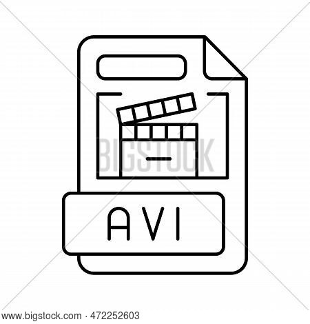 Avi File Format Document Line Icon Vector. Avi File Format Document Sign. Isolated Contour Symbol Bl