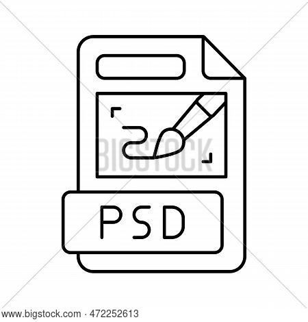 Psd File Format Document Line Icon Vector. Psd File Format Document Sign. Isolated Contour Symbol Bl