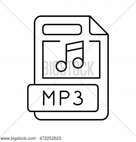 Mp3 File Format Document Line Icon Vector. Mp3 File Format Document Sign. Isolated Contour Symbol Bl
