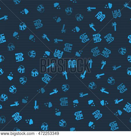 Set Cloud With Snow, Wooden Axe, House And Native American Indian On Seamless Pattern. Vector