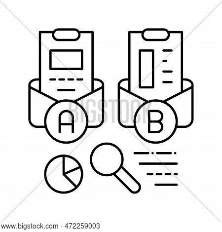 Ab Email Split Test Marketing Line Icon Vector. Ab Email Split Test Marketing Sign. Isolated Contour