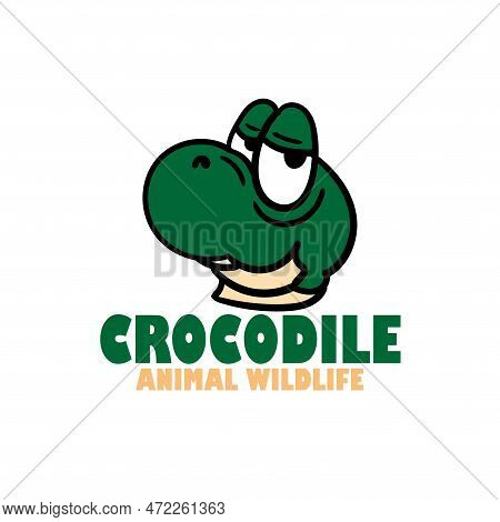 Green Crocodile On White. Cartoon Crocodile Design Vector