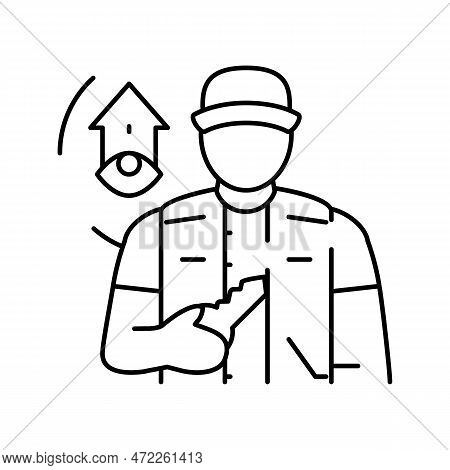 Property Caretaker Repair Worker Line Icon Vector. Property Caretaker Repair Worker Sign. Isolated C