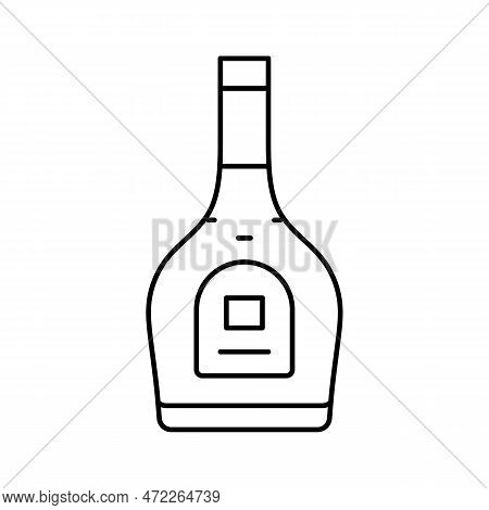 Brandy Glass Bottle Line Icon Vector. Brandy Glass Bottle Sign. Isolated Contour Symbol Black Illust