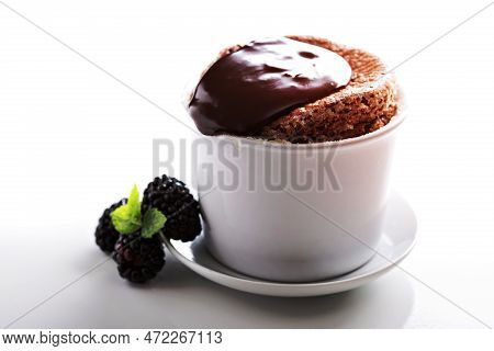 Chocolate Souffle With Thick Chocolate Ganache Glaze