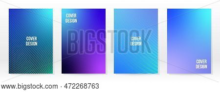 Minimal Poster. Pastel Soft. Blue Gradient Set. Graphic Color Background. Blurred Mesh Texture. Vect