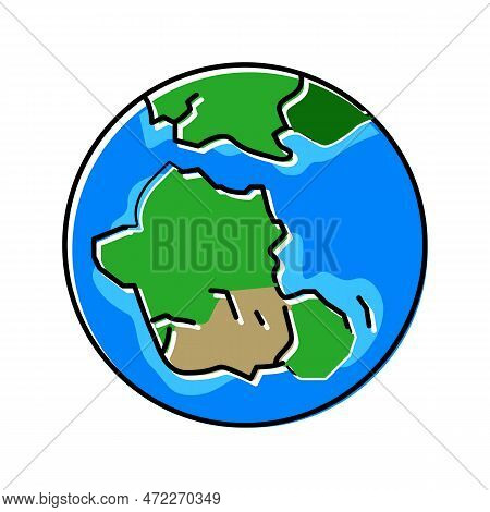 Gondwana Earth Continent Map Color Icon Vector. Gondwana Earth Continent Map Sign. Isolated Symbol I