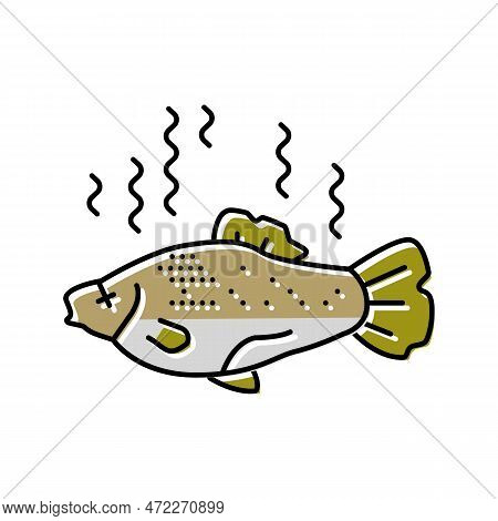 Fish Rotten Food Color Icon Vector. Fish Rotten Food Sign. Isolated Symbol Illustration