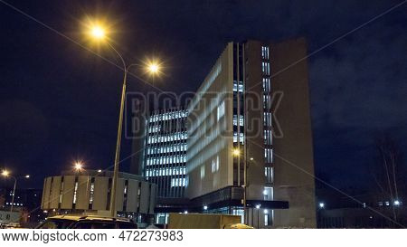 Winter, Night, Lanterns, Senator Business Center, Saint Petersburg