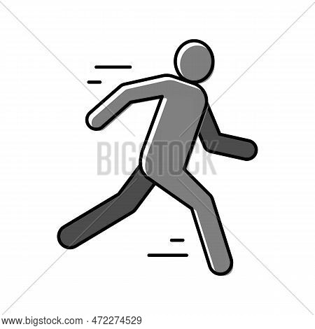 Run Man Silhouette Color Icon Vector. Run Man Silhouette Sign. Isolated Symbol Illustration