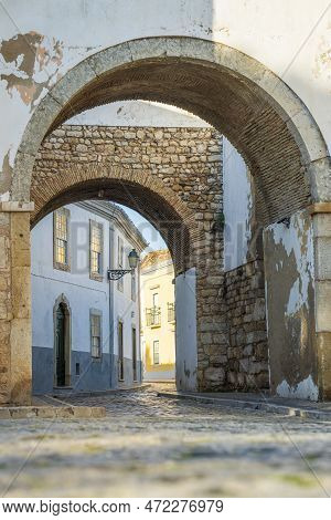 One Of 4 Entrances To The Old Town In Faro, Algarve, Portugal