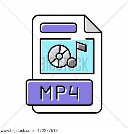 Mp4 File Format Document Color Icon Vector. Mp4 File Format Document Sign. Isolated Symbol Illustrat