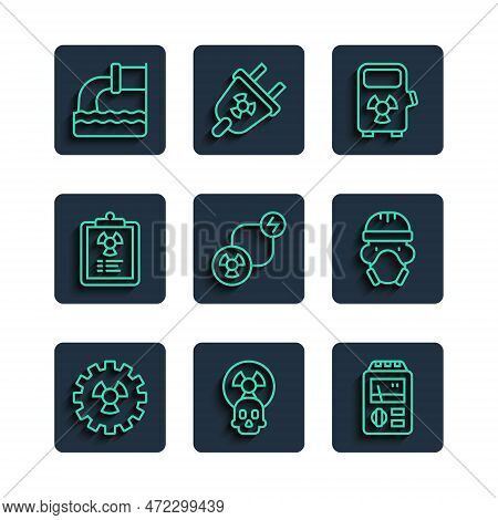 Set Line Radioactive, Dosimeter, Electric Car Charging Station, Exchange Energy, Radiation Warning D