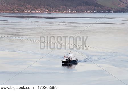 Ferry Arriving At Gourock From Dunoon In Scotland