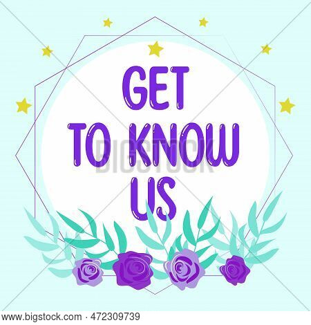 Handwriting Text Get To Know Us. Internet Concept Acquiring An Important Gateway Pass For A Specific