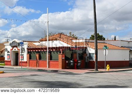 Placentia, California - 8 Mar 2023: El Farolito Mexican Restaurant In Old Town.