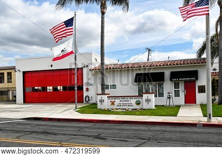 Placentia, California - 8 Mar 2023: Placentia Fire And Life Safety Station 1 On Bradford Avenue In O