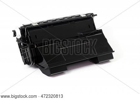 Toner Cartridge Black For Printer Isolated On White Background. Clipping Path Included.
