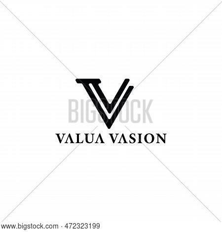 Abstract Initial Letter V Or Vv Logo In Black Color Isolated In White Background Applied For Luxury 