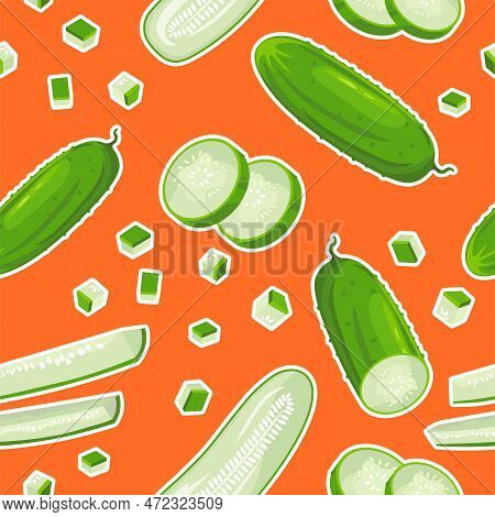 Sliced And Diced Cucumber, Seamless Pattern Print