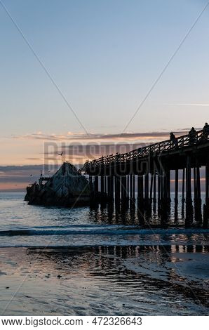 Close-up Of The Ss Palo Alto, An Old World War Ii Shipwreck Around Sunset, Off The Coast Of Aptos, N
