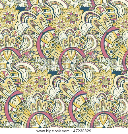 Seamless abstract hand-drawn pattern, steampunk background
