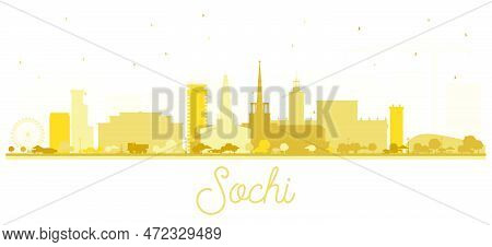 Sochi Russia City Skyline Silhouette With Golden Buildings Isolated On White. Vector Illustration. B